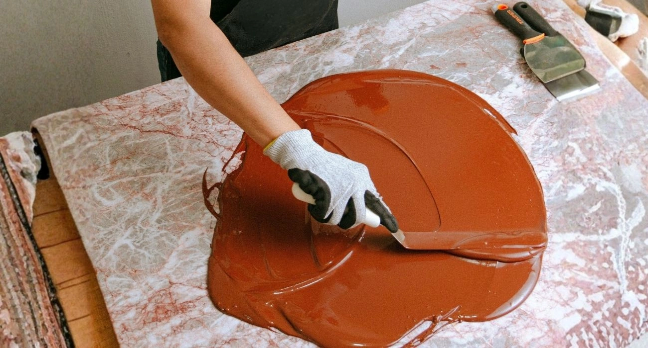 Artisanal chocolate production process.