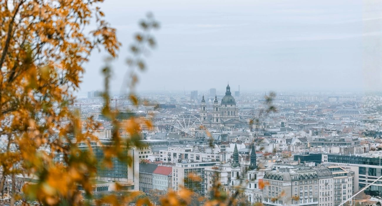 Budapest skyline with iconic architecture.