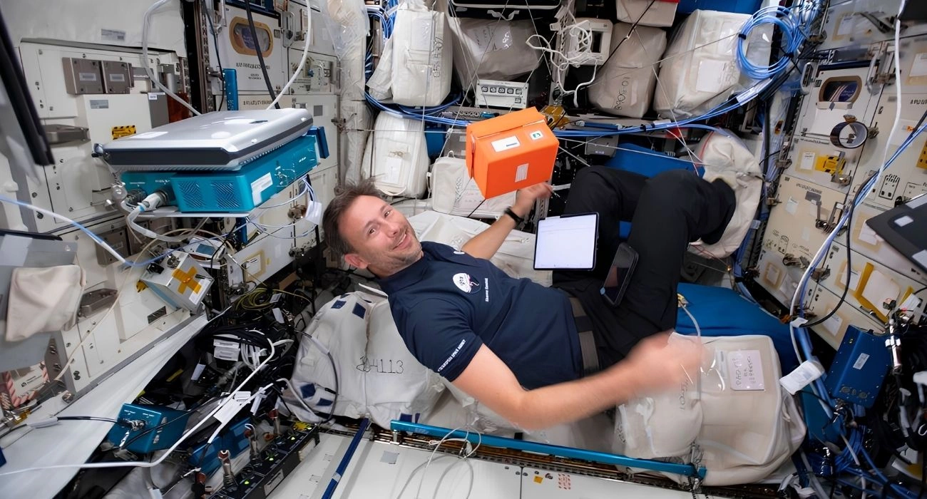Floating in space beyond the earth