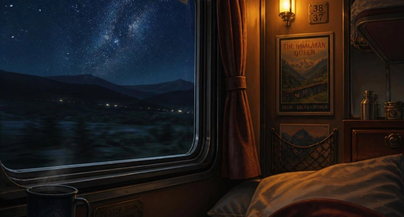 A modern sleeper train ready for boarding.