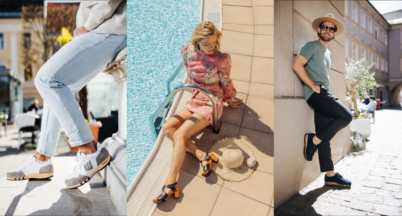 A selection of woody® shoes showcasing their unique craftsmanship.