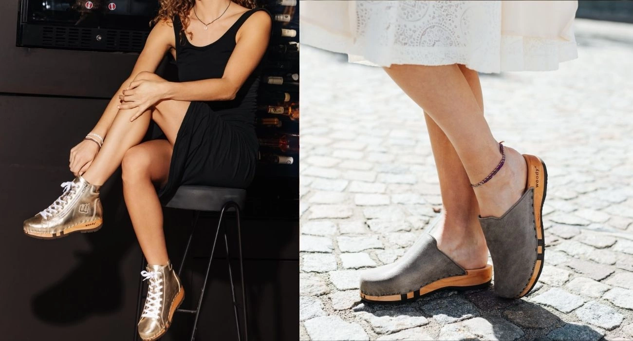 A selection of woody® shoes showcasing their unique craftsmanship.